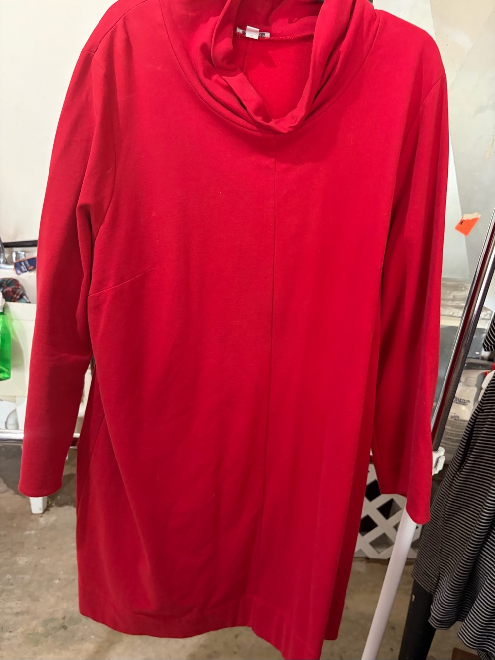 J. Jill Red Cowl-Neck Long Sleeve Sweater Dress